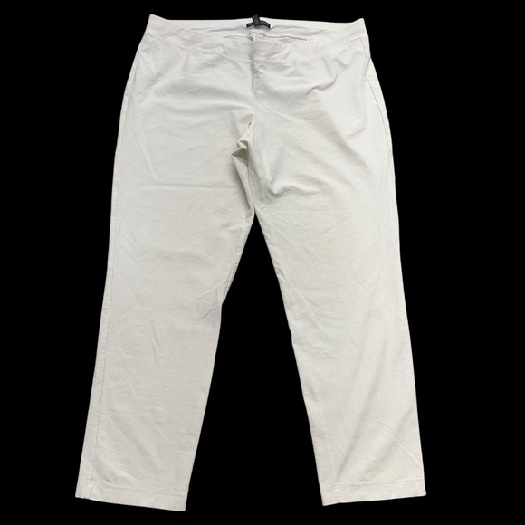 Eileen Fisher Pants Womens Petite Large Ivory Pull On Stretch Straight Made USA - Picture 1 of 8